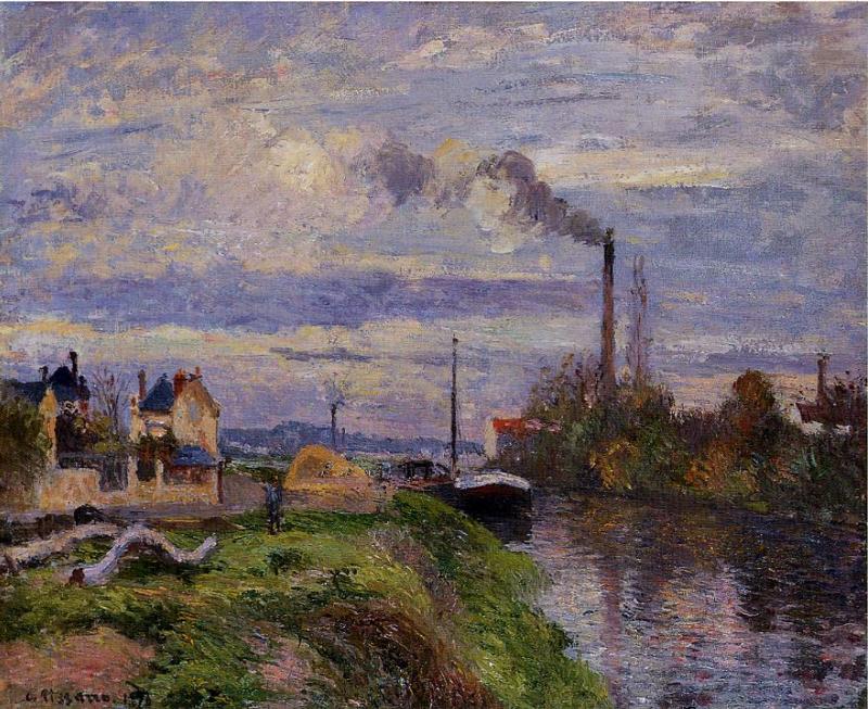 Quai du Pothuis, at Pontoise - Camille Pissarro Paintings